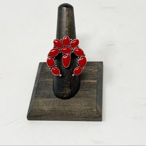 Western Squash Blossom Ring in Red